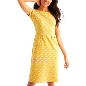 Boden 4R 4 Small Phoebe Yellow Gold Cheetah Cat Animal Midi Dress Pockets